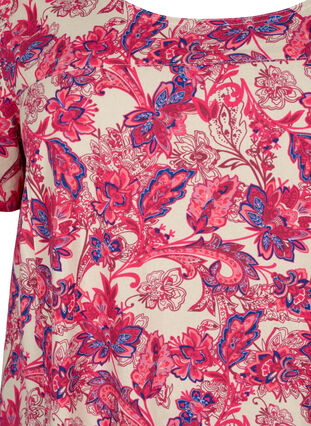 Robe en coton imprimé à manches courtes, Raspberry S. Paisley, Packshot image number 2