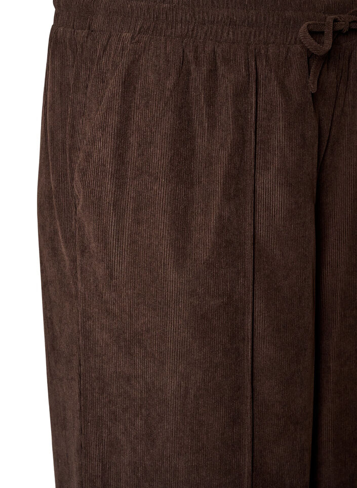 Pantalon en velours c&ocirc;tel&eacute; &agrave; coupe ample et taille haute, Marron, Packshot image number 2