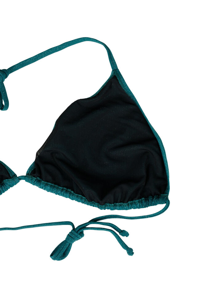 Haut de bikini triangle à paillettes, Vert foncé, Packshot image number 3