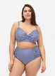 Bas de bikini à rayée avec taille haute, Bleu, Model image number 0
