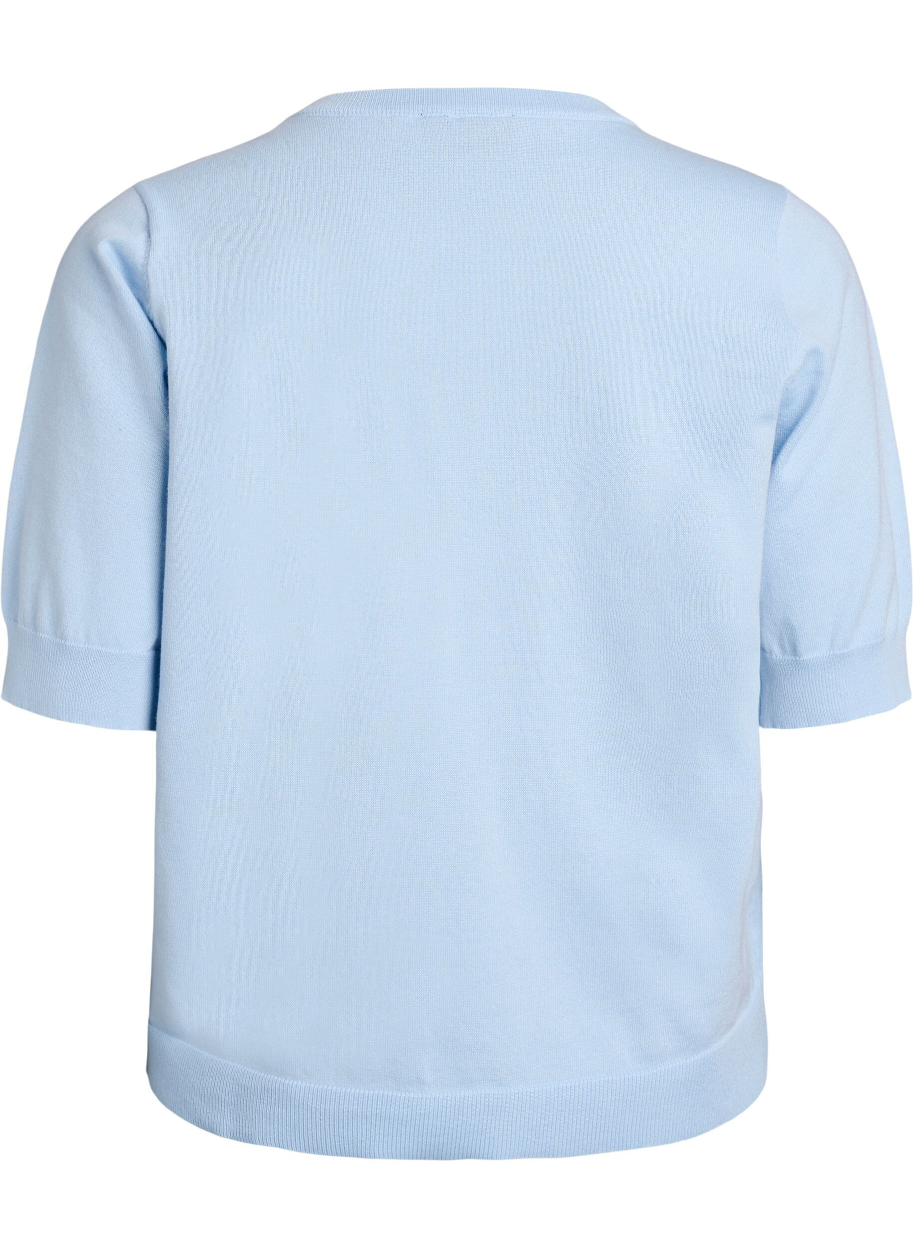 ZizziFijngebreide blouse met korte mouwen, Blauw, Packshot image number 1