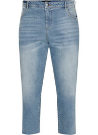 7/8 jeans met ruwe randjes en hoge taille