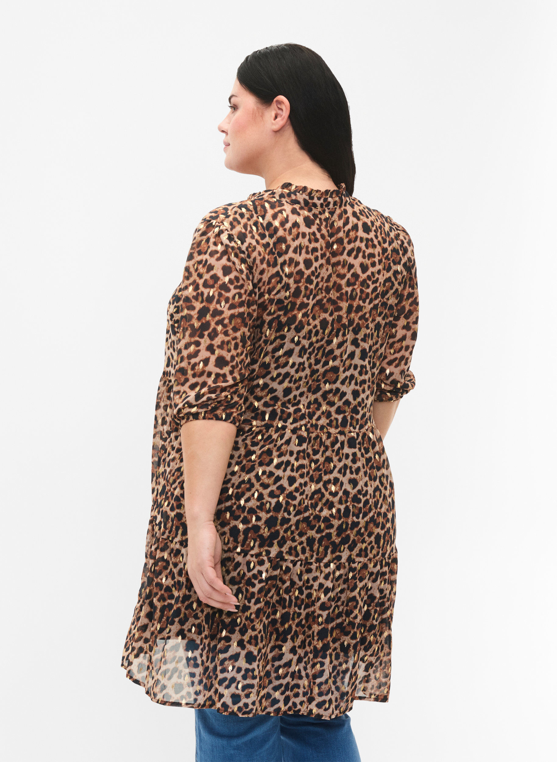 ZizziTuniek met leo print en lurex, Leopard AOP, Model image number 1