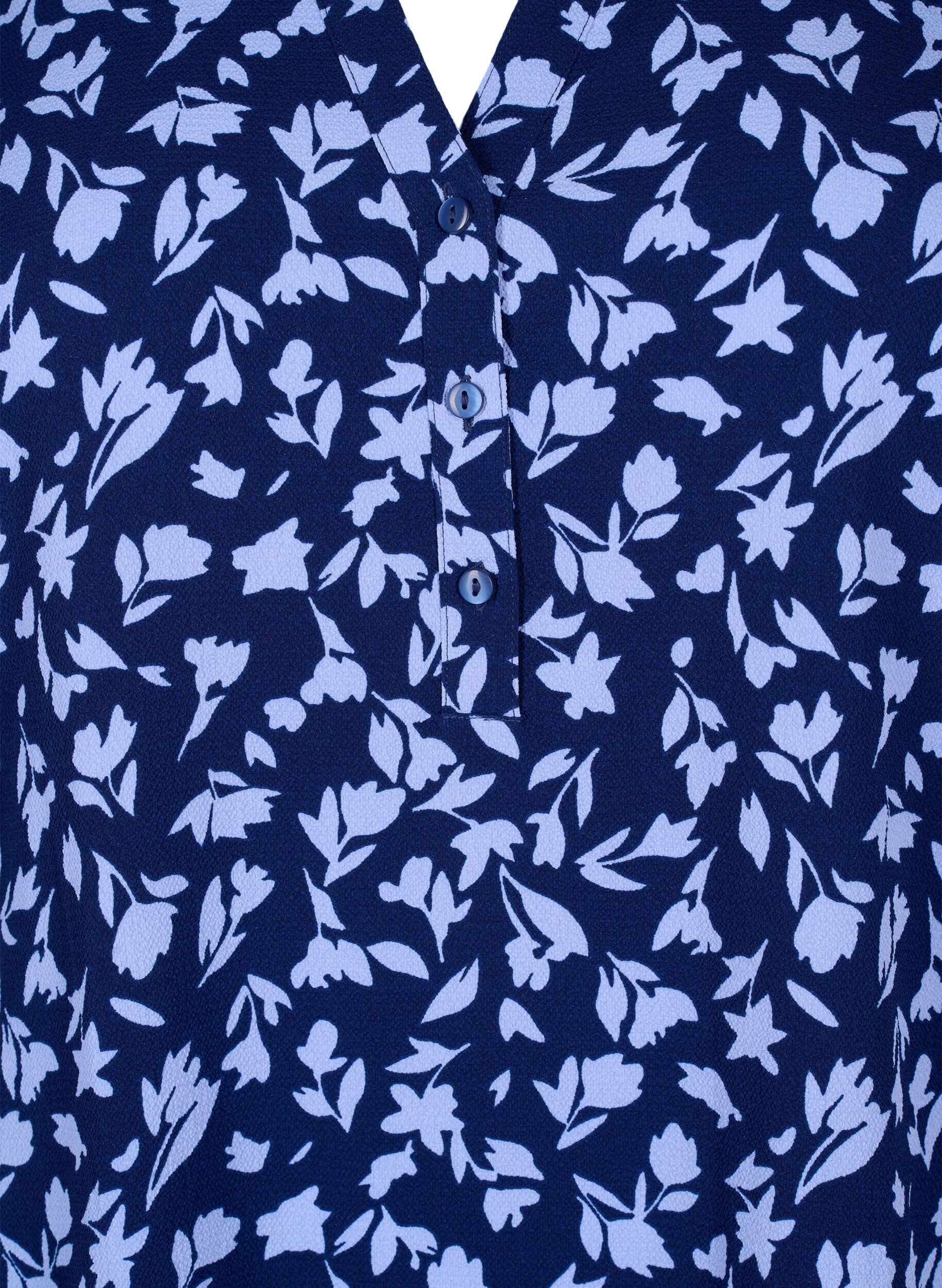 ZizziGebloemde tuniek met 3/4 mouwen, M. Blue Flower AOP, Packshot image number 2