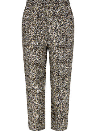 Losse viscose pyjama broek in all-over print, Black Flower AOP, Packshot image number 1