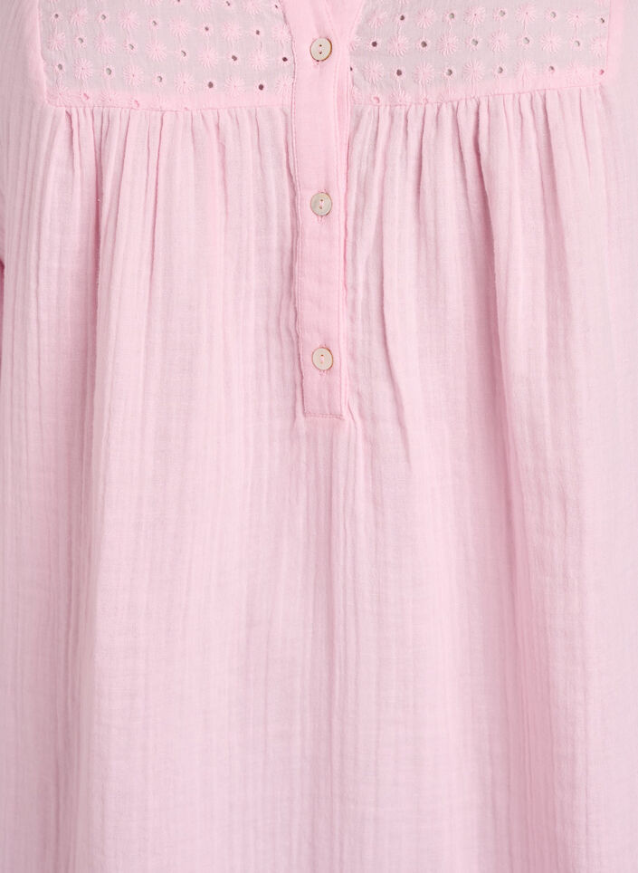 Katoenen mousseline tuniek met broderie anglaise, Roze, Packshot image number 2