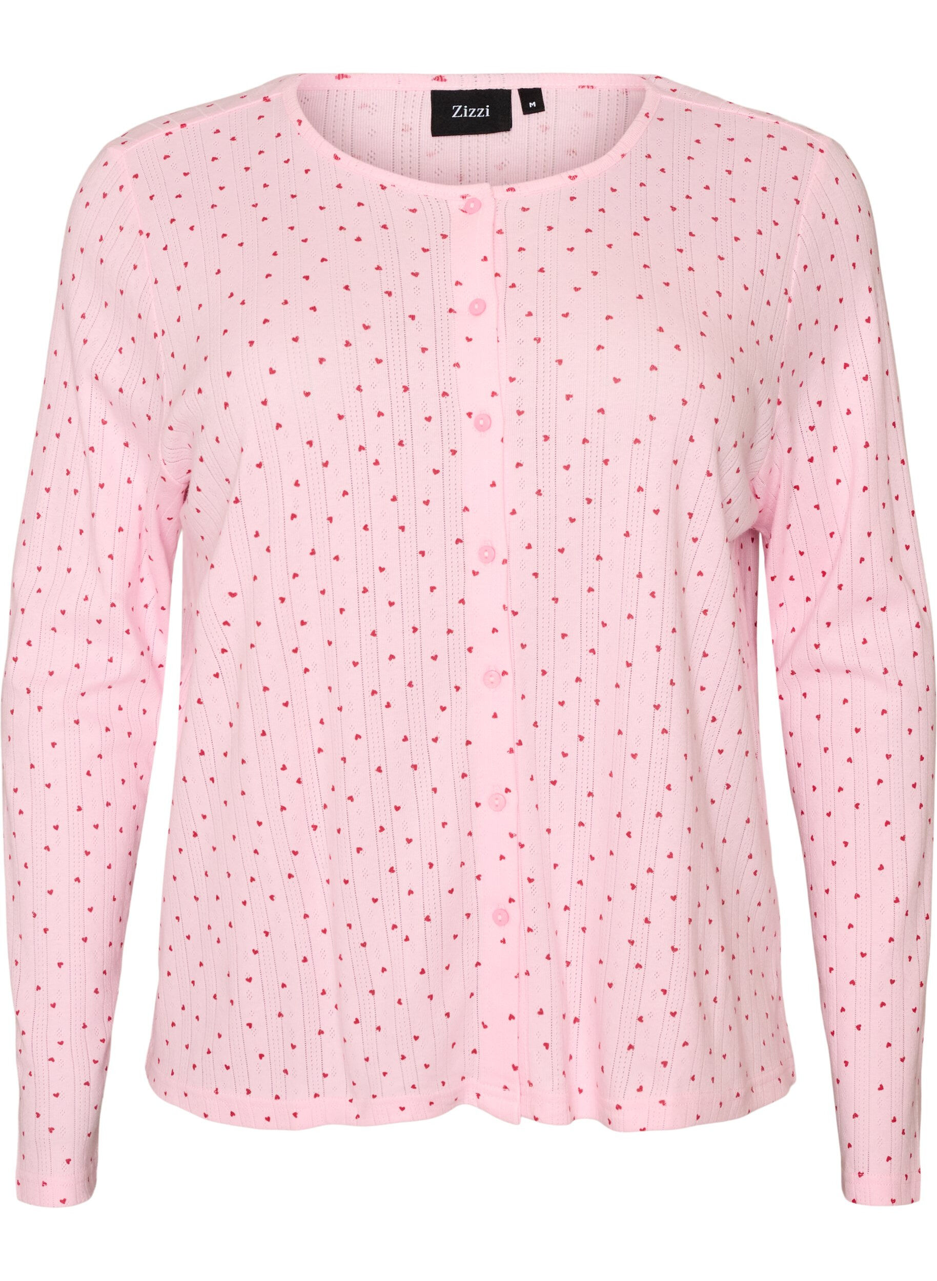 ZizziCardigan en coton biologique avec broderie ajour&eacute;e, Rose, Packshot image number 0