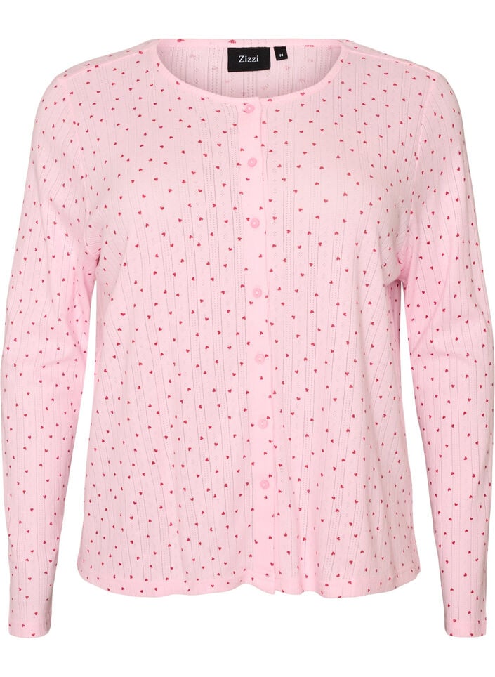Cardigan en coton biologique avec broderie ajour&eacute;e, Rose, Packshot image number 0