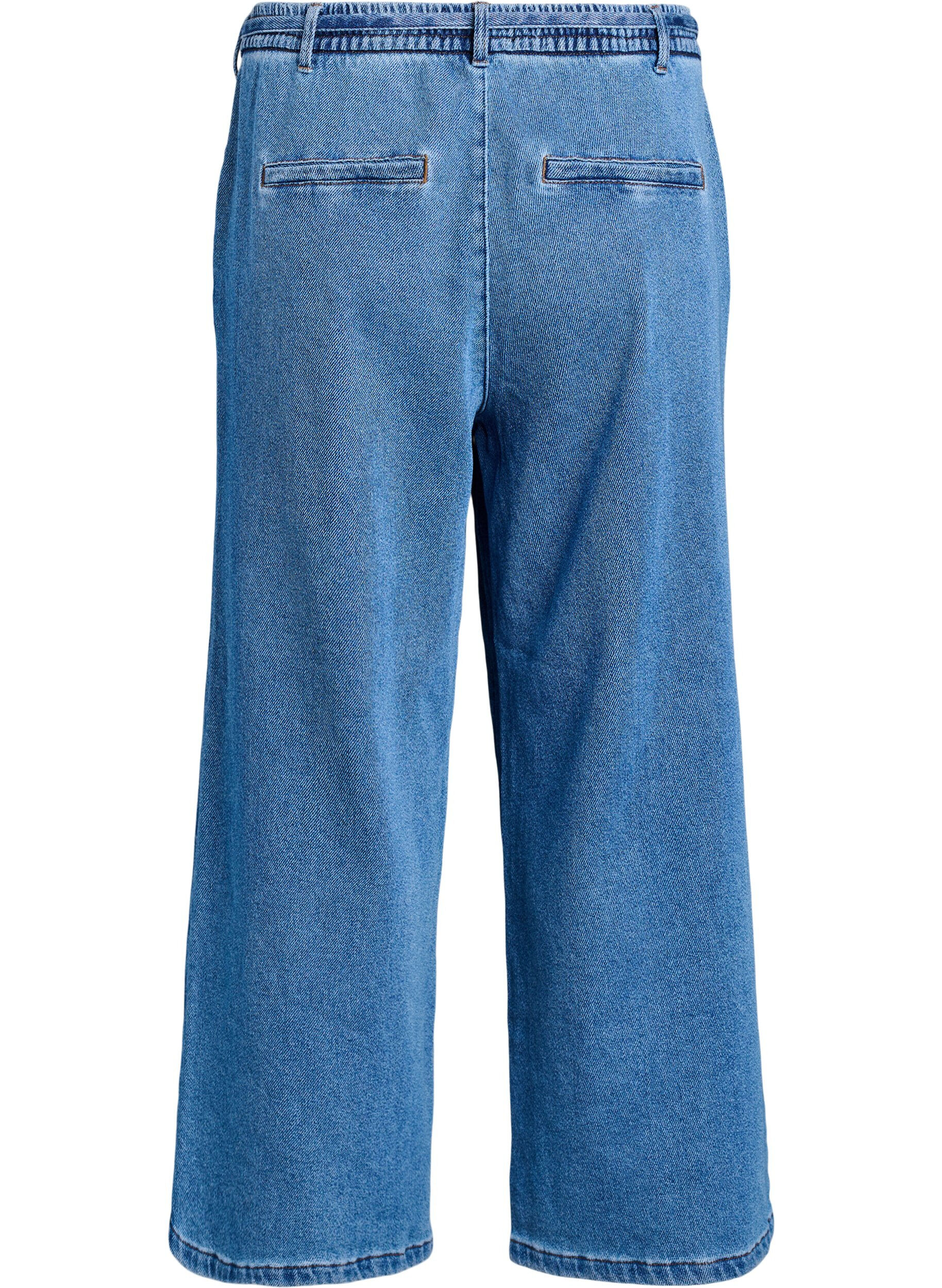 ZizziLosse pasvorm jeans met een elastische tailleband en een trekkoord, Blauw, Packshot image number 1
