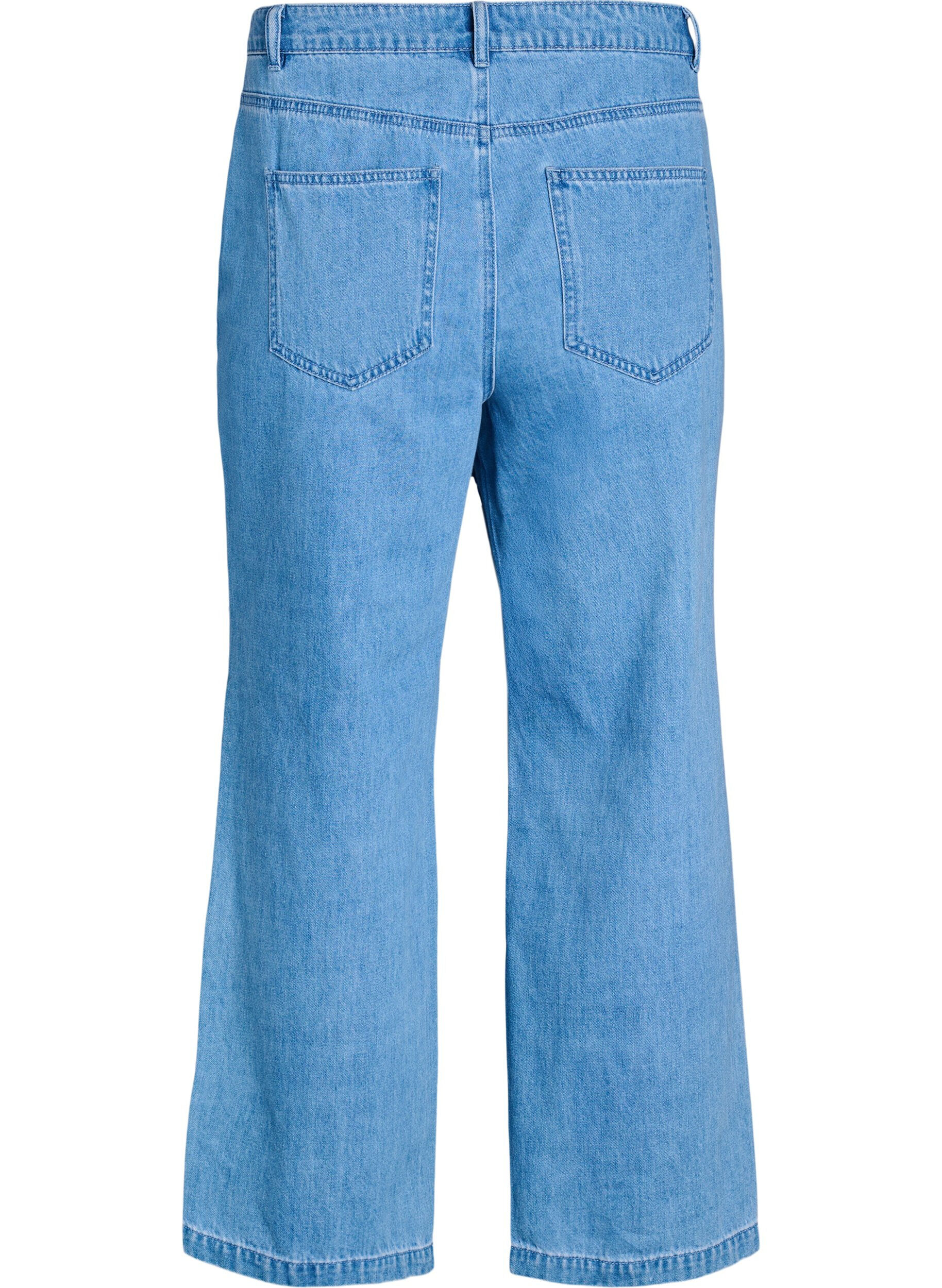 ZizziKiana jeans met een straight-fit en gedurfde stiksels, Blauw, Packshot image number 1