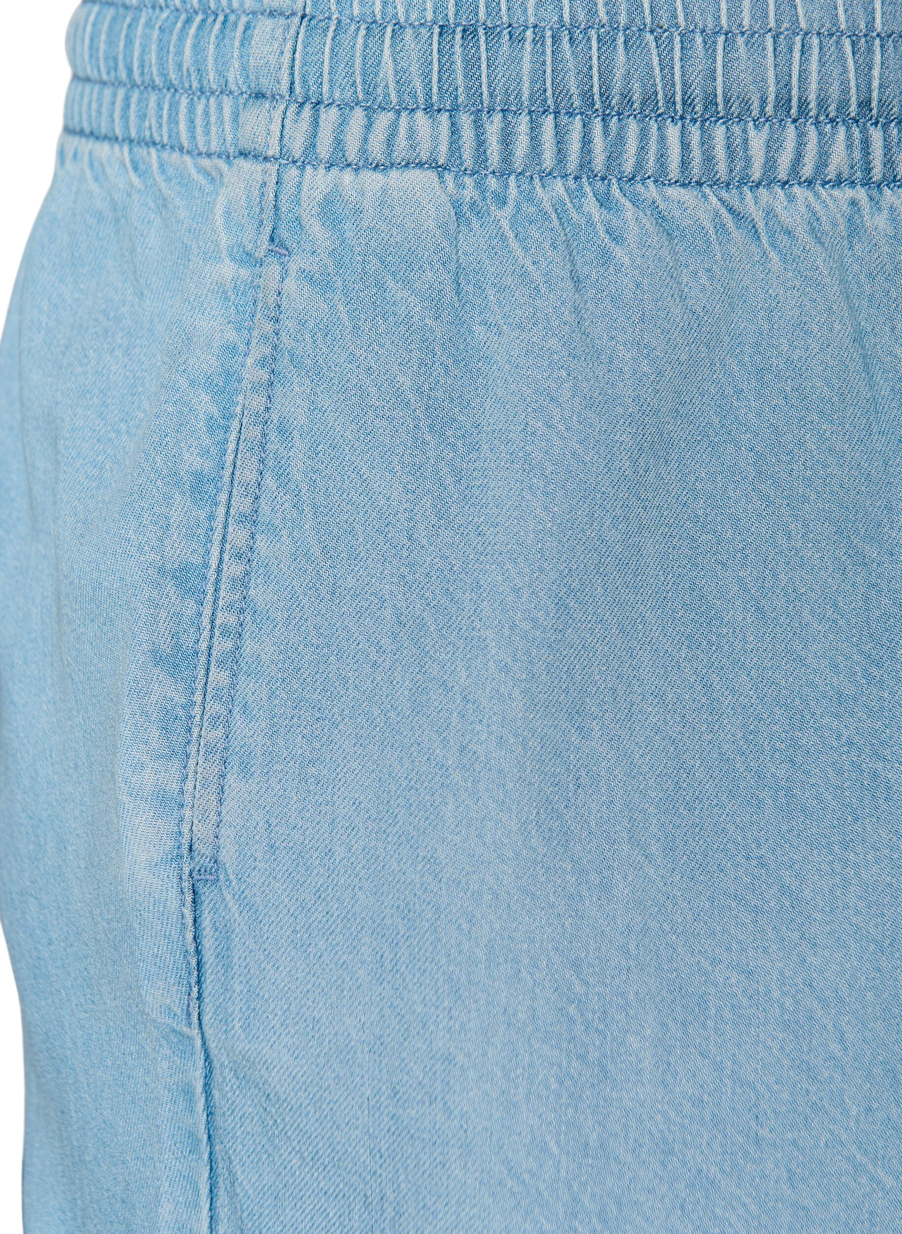 ZizziDenim-look shorts met een elastische tailleband en trekkoord, Blauw, Packshot image number 2