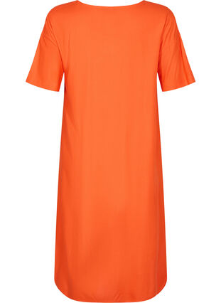 Robe chemise à manches courtes en viscose, Mandarin Red, Packshot image number 1