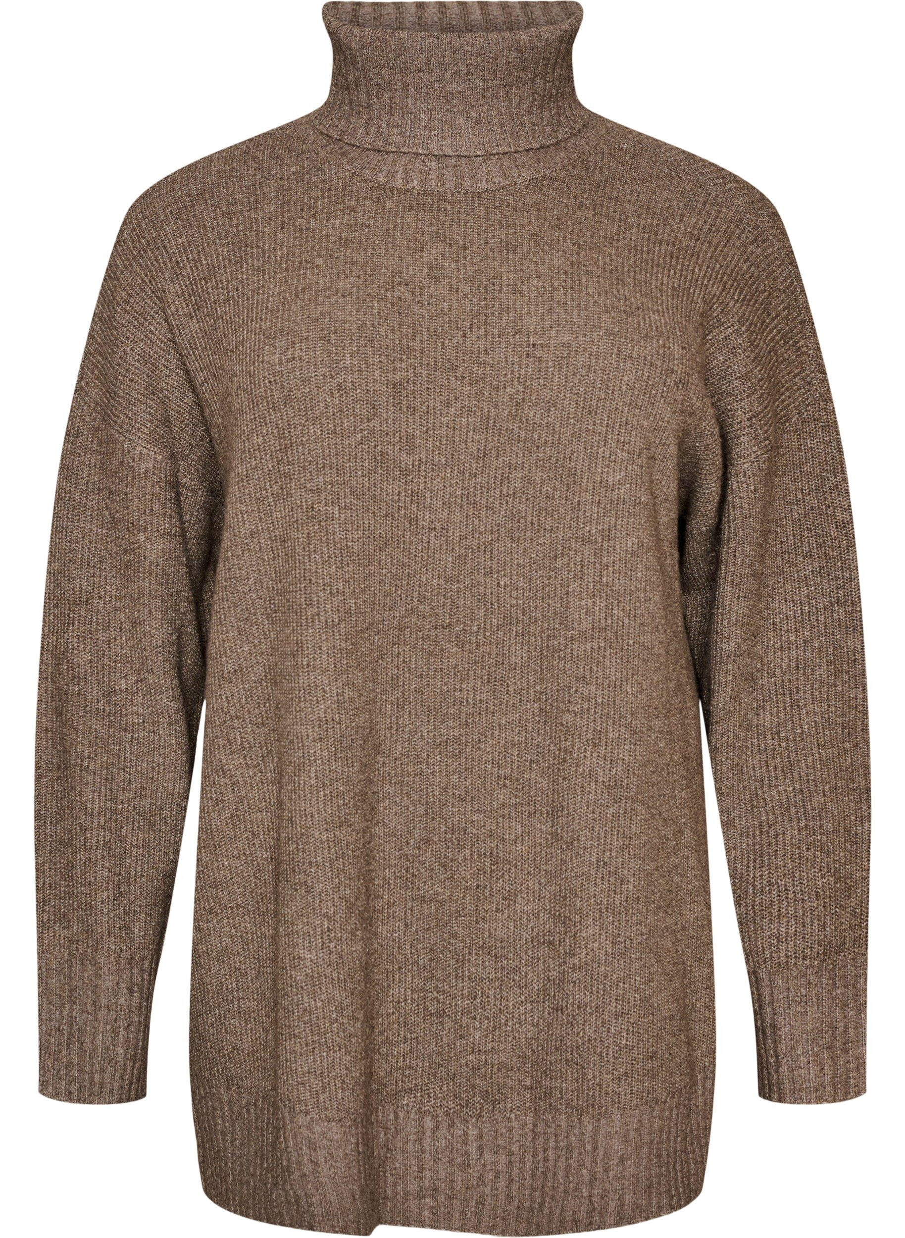 ZizziPull en maille l&acirc;che avec col roul&eacute;, Marron, Packshot image number 0