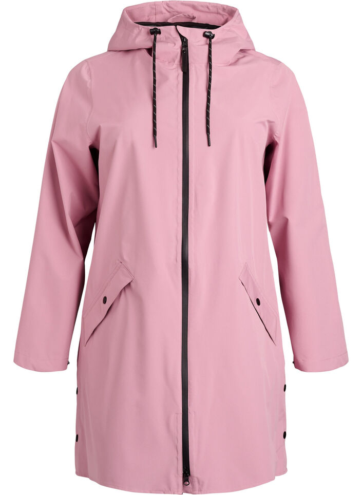 Regenjas met zakken en capuchon, Roze, Packshot image number 0