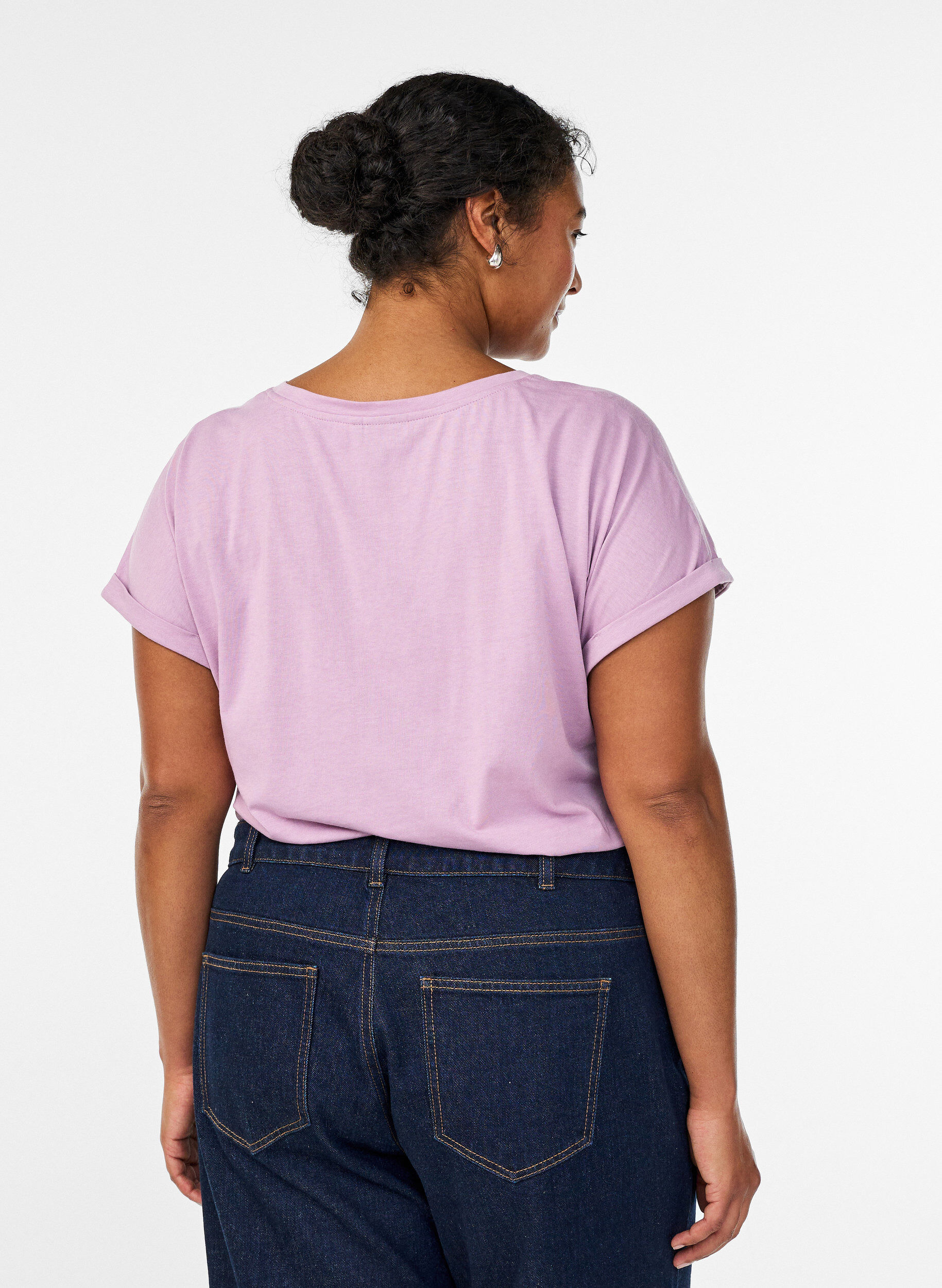 ZizziT-shirt met korte mouwen van katoenmix, Paars, Model image number 2