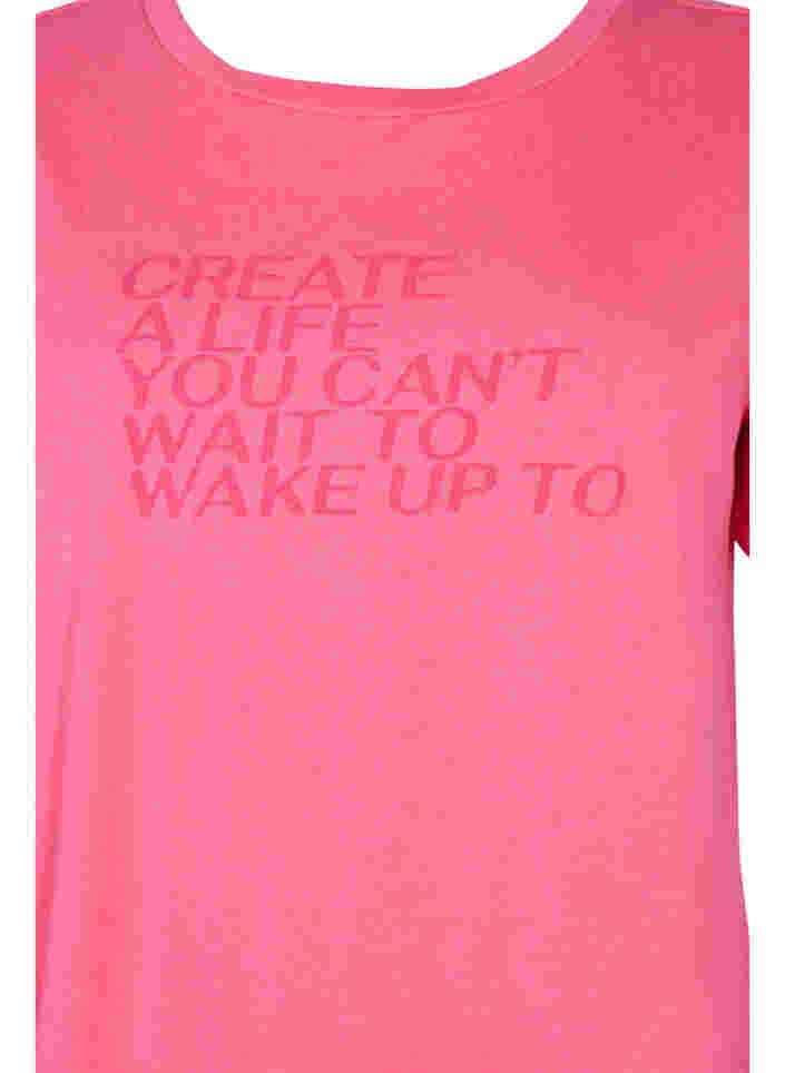 Zizzi Vrouwen Grote Maten T-shirt Katoen Ronde Hals Print Maat 42-60, Hot Pink Create, Packshot image number 2