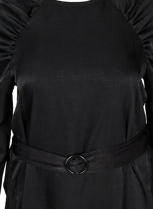 Robe à manches bouffantes et ceinture, Black, Packshot image number 2