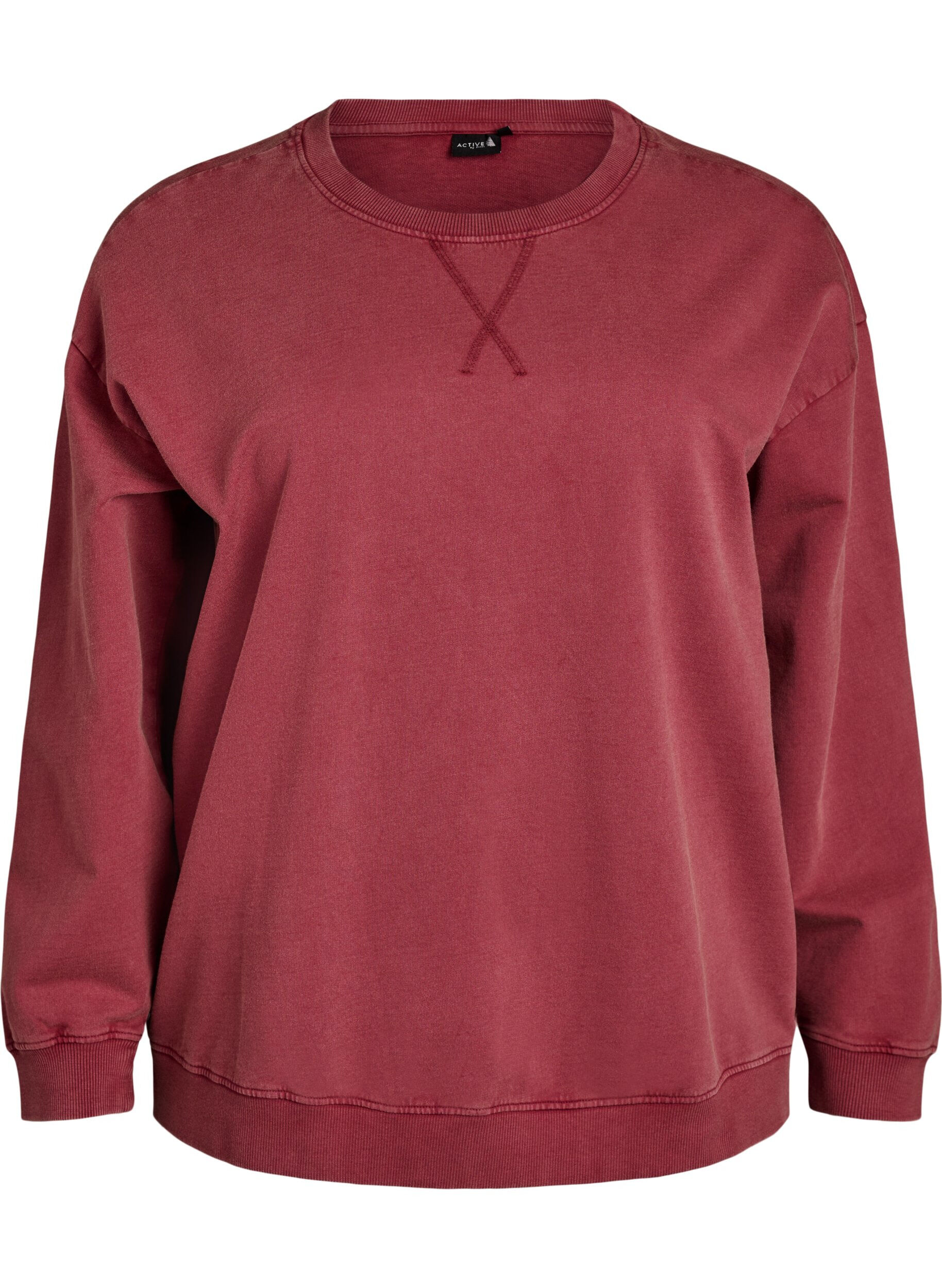 ZizziLosvallend sweatshirt met gewassen look, Rood, Packshot image number 0