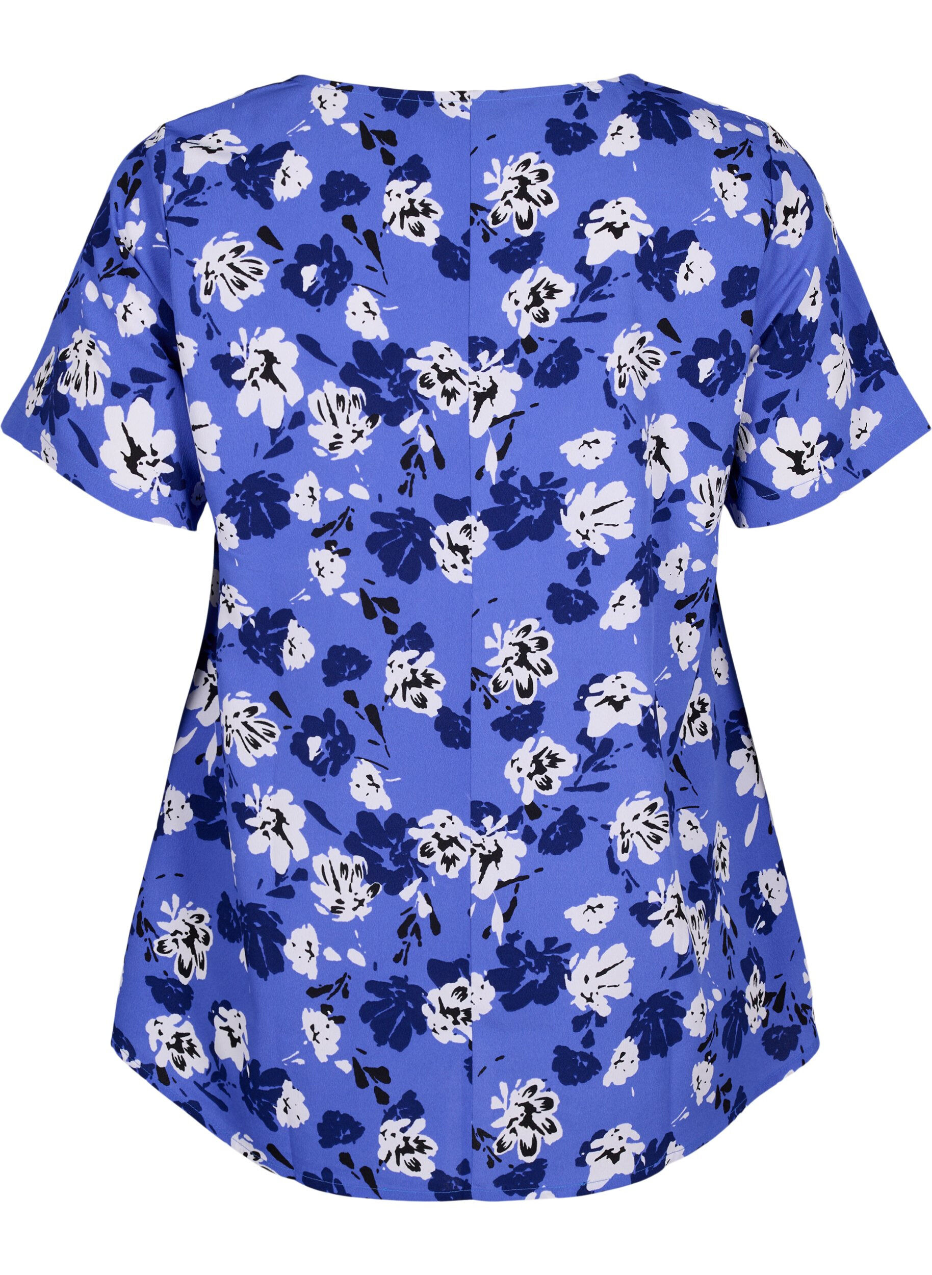 ZizziFLASH - Blouse met korte mouwen en print, Amparo Blue Flower, Packshot image number 1
