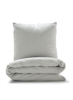 Parure de lit en coton à carreaux, Grey/White Check, Packshot image number 0