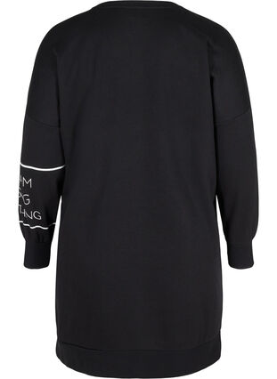 Robe pull à manches longues avec détails imprimés, Black, Packshot image number 1