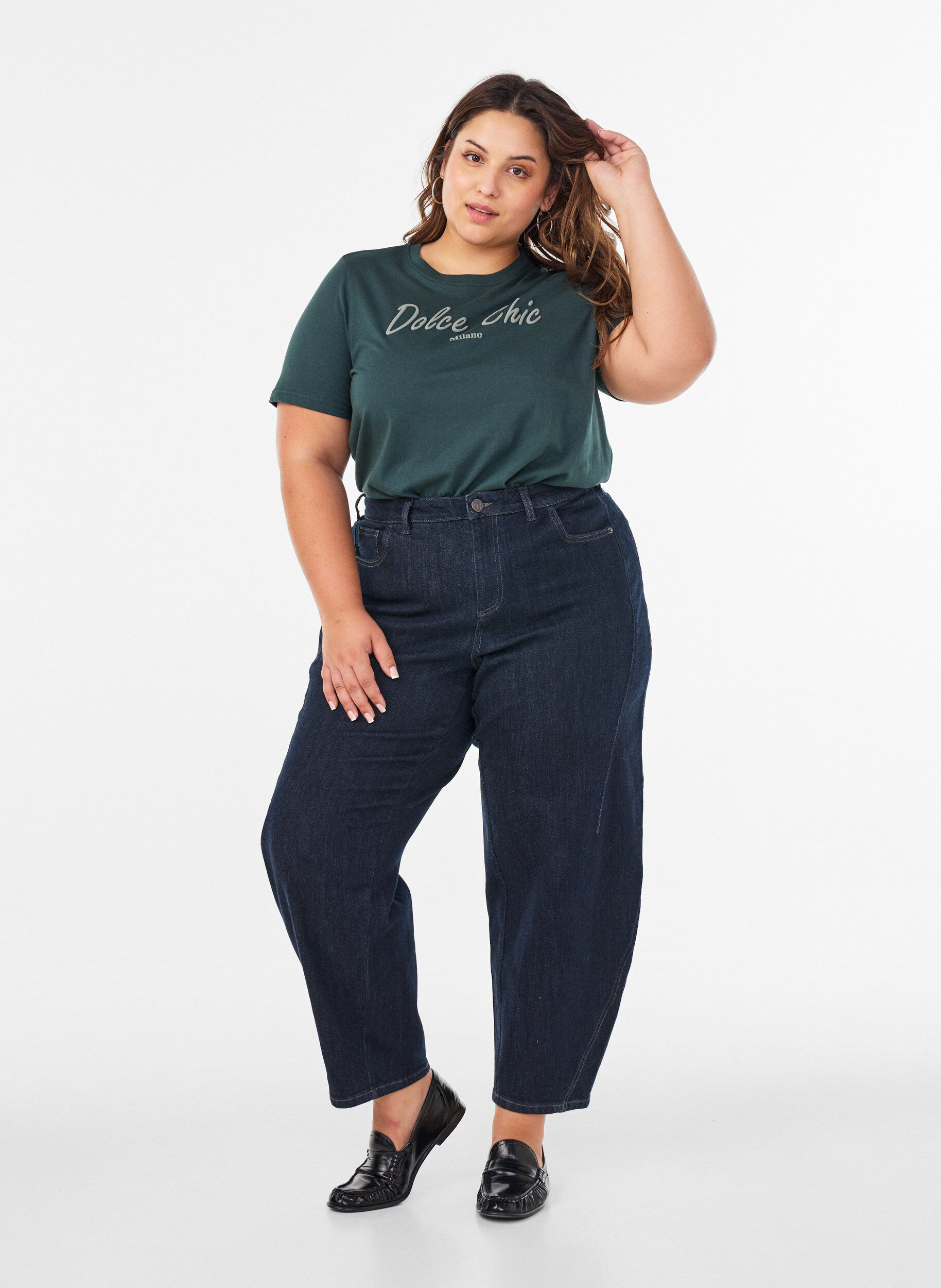 ZizziT-shirt van biologisch katoen met print, Groen, Model image number 1