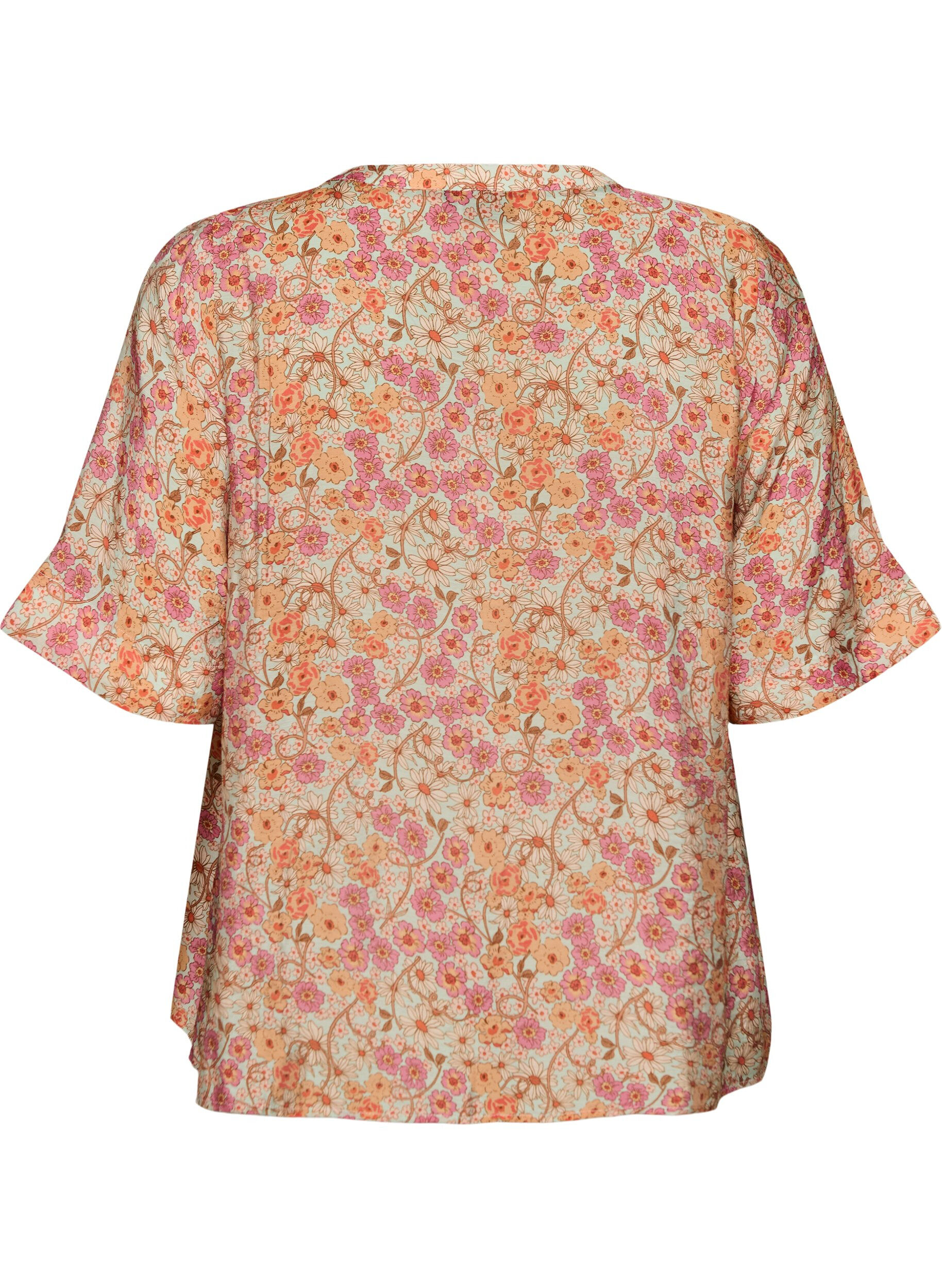 ZizziBlouse met bloemenprint van viscose, Oranje, Packshot image number 1