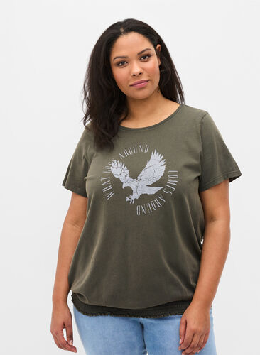 T-shirt en coton bio avec smocks, Ivy Acid Eagle AS S, Model image number 0