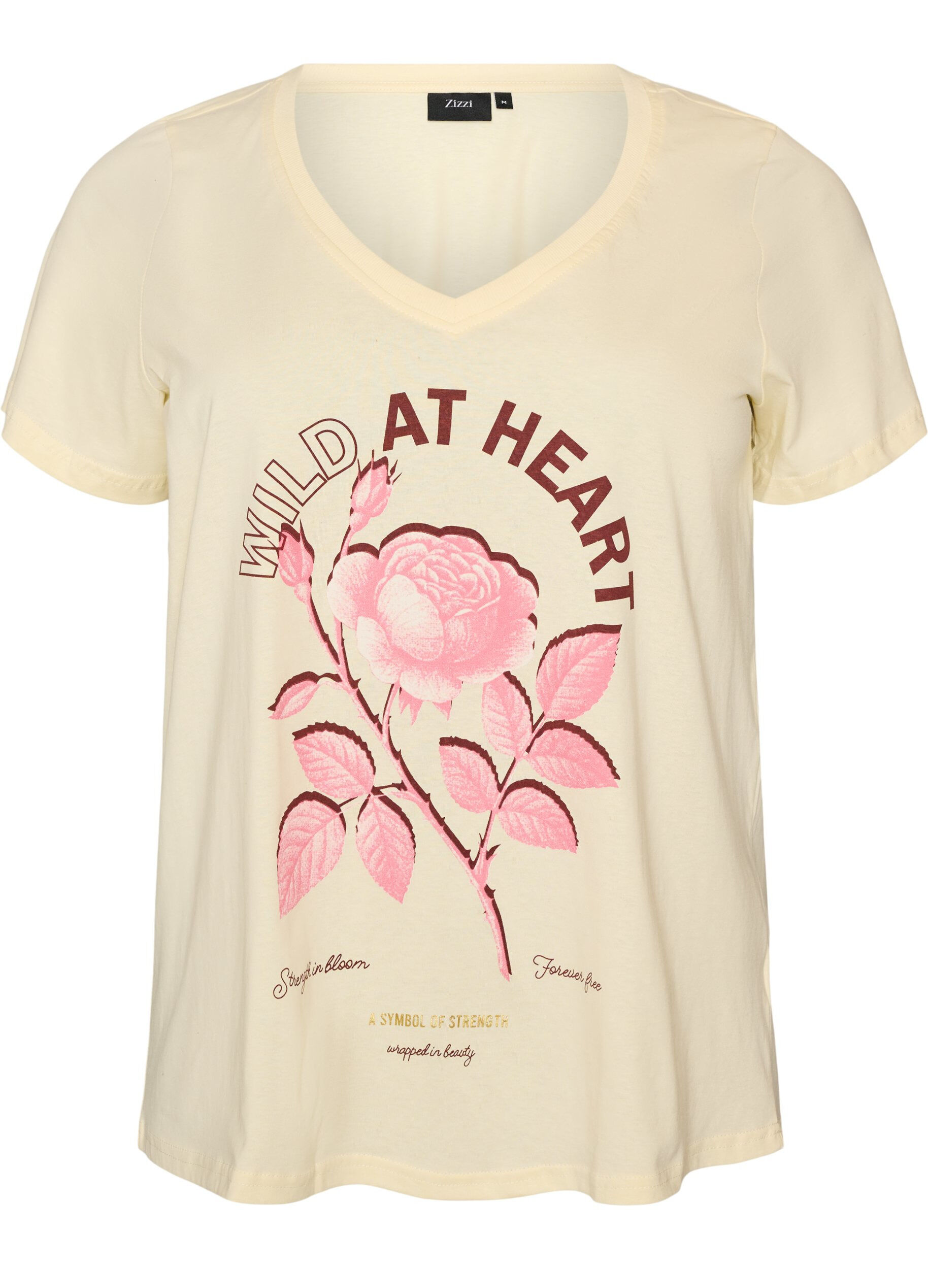 Katoenen T-shirt met V-hals en print aan de voorkant