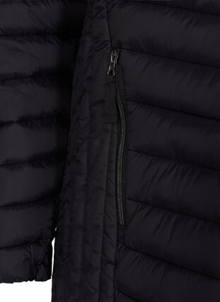 Gewatteerde lichte jas met afneembare capuchon en zakken, Black, Packshot image number 2