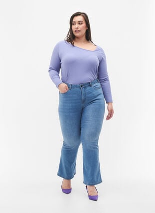 T-shirt à manches longues avec coupe asymétrique, Lavender Violet, Model image number 2