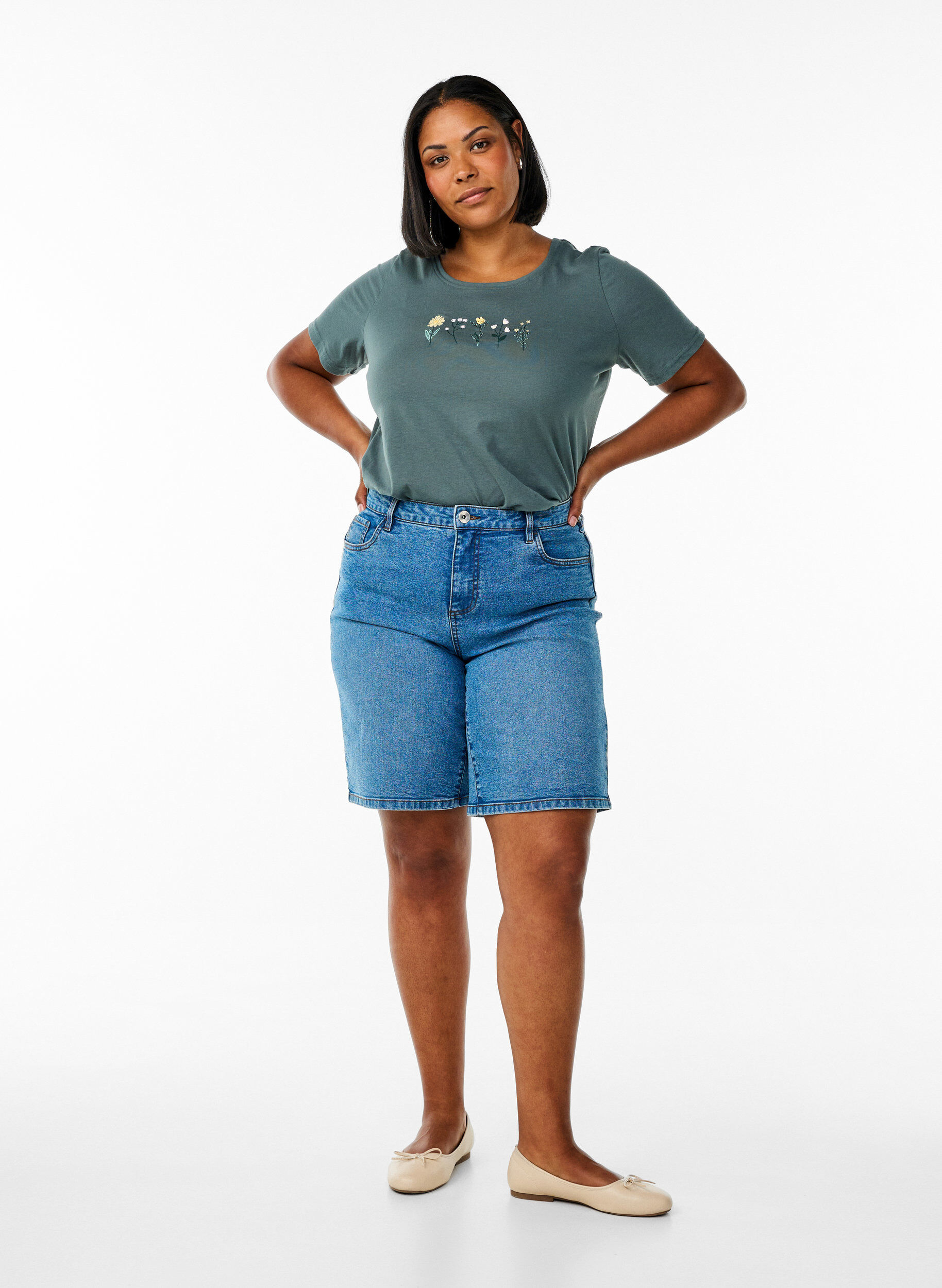 ZizziFLASH - T-shirt met motief, Groen, Model image number 1