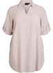 Tunique coupe trap&egrave;ze en lin et viscose, Beige, Packshot image number 0