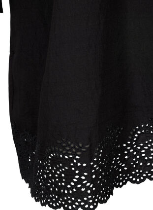 Viscose jurk met Engels borduurwerk en ruches, Black, Packshot image number 3
