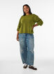 Breisel blouse met knoopdetail, Groen, Model image number 1