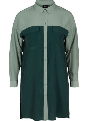Robe chemise à manches longues avec poches poitrine, Scarab/Laurel Wreath, Packshot image number 0