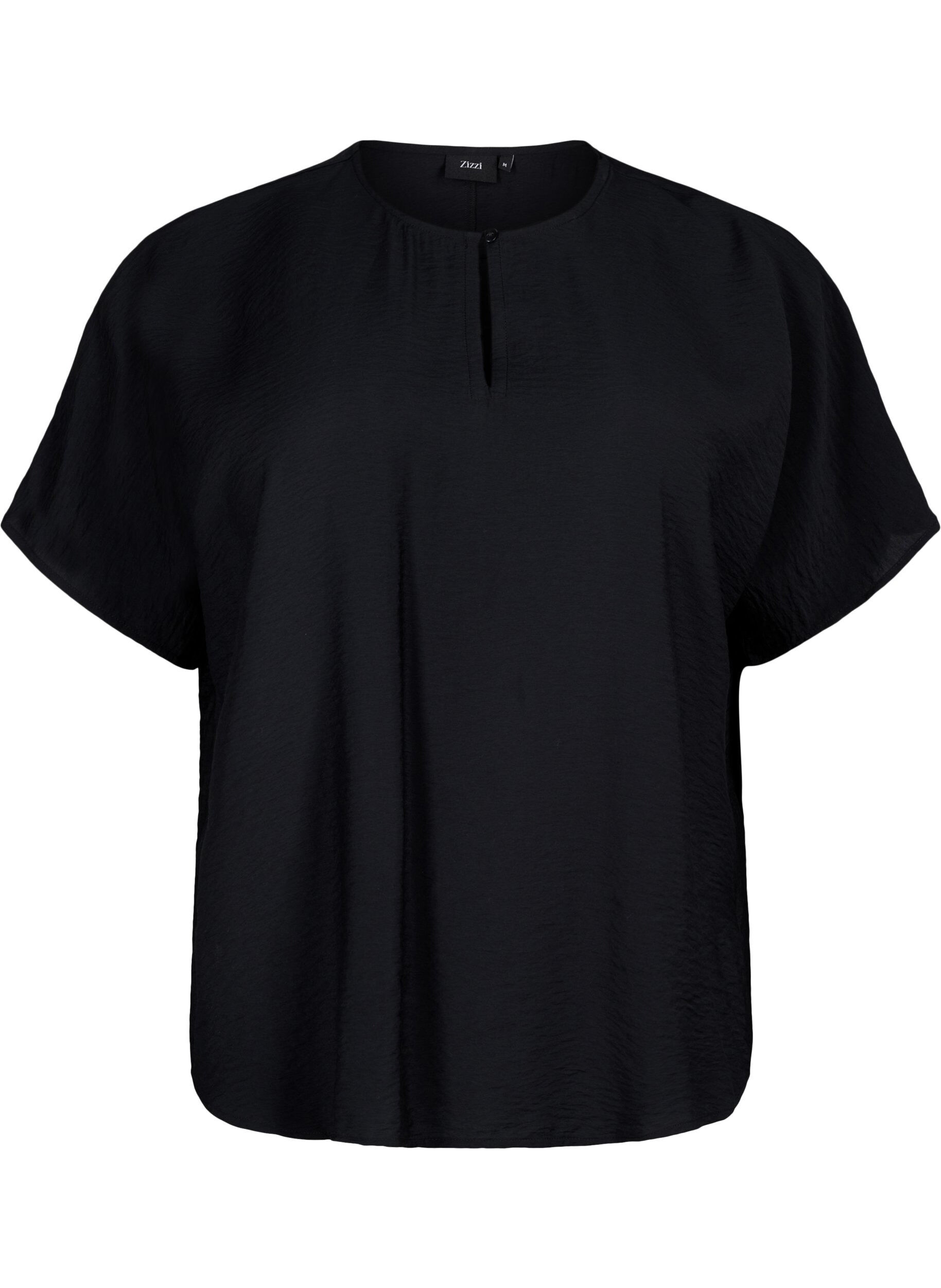 ZizziBlouse met korte mouwen van viscose, Black, Packshot image number 0