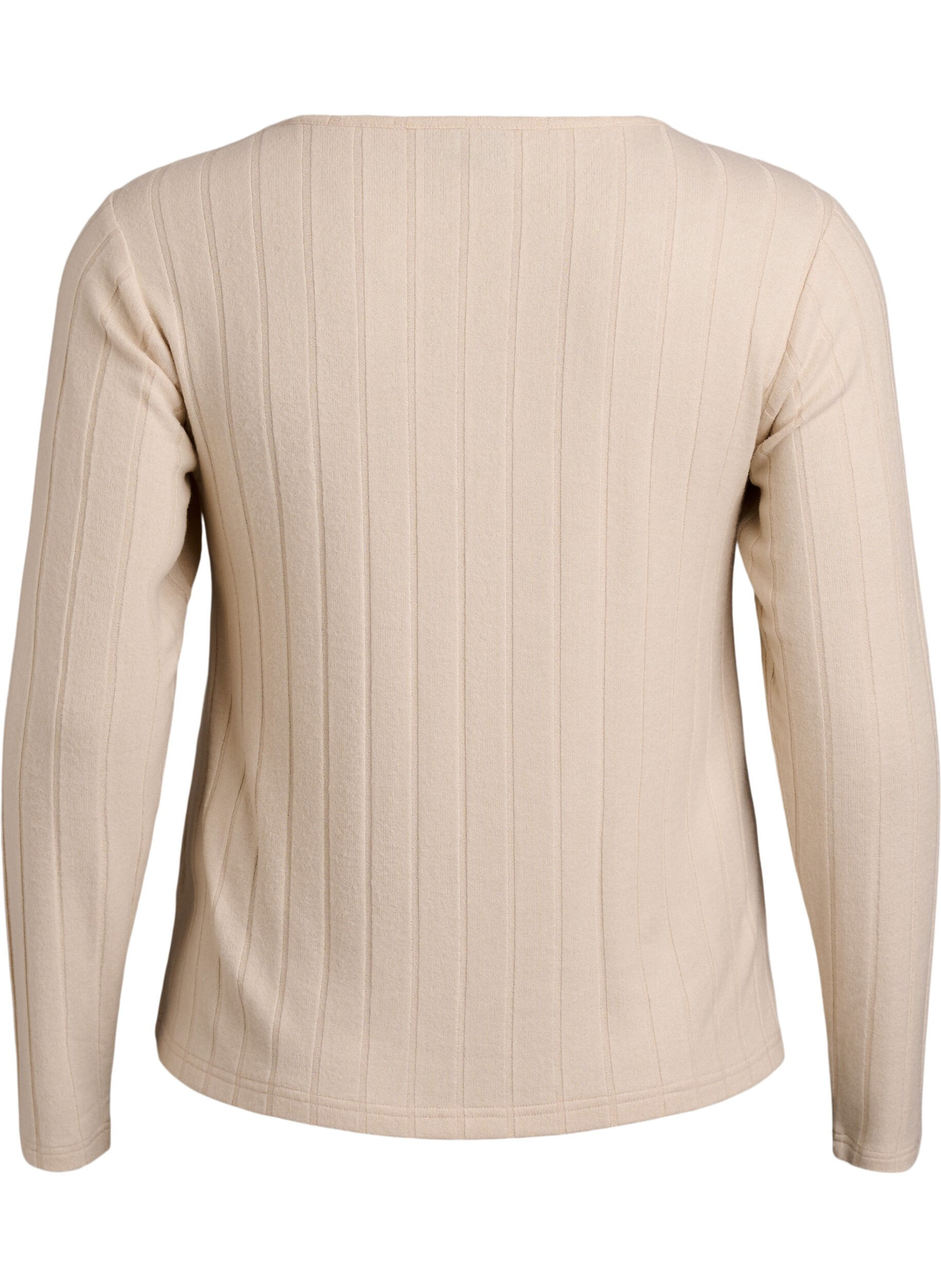 Zizzi Blouse en jersey c&ocirc;tel&eacute; &agrave; col carr&eacute;, Beige, Packshot image number 1