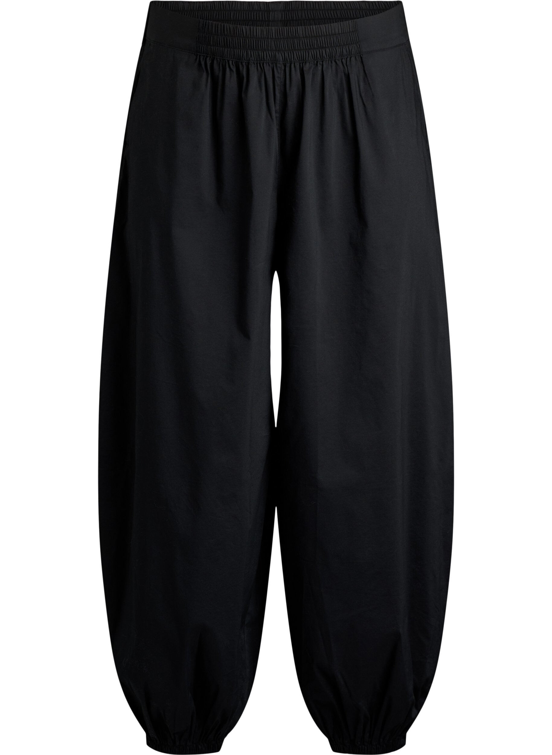 ZizziBallonbroek met zakken en een elastische tailleband, Zwart, Packshot image number 0