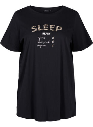 T-shirt de nuit surdimensionné en coton bio, Black Sleep, Packshot image number 0