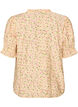 Blouse fleurie en viscose &agrave; manches courtes et col &agrave; volants, Jaune, Packshot image number 1