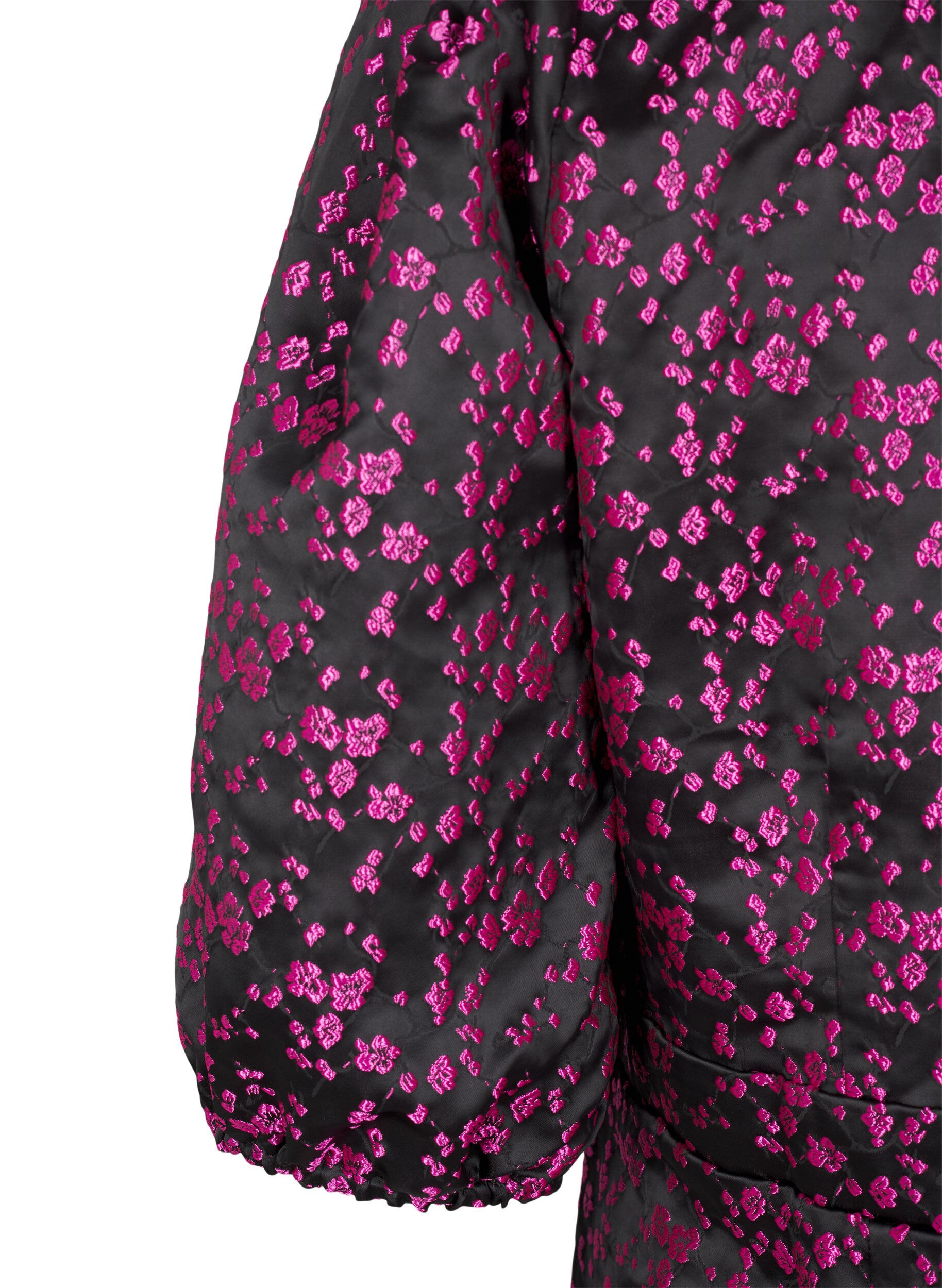 Zizzi Robe mi-longue avec fleurs brod&eacute;es, Black Pink Flower, Packshot image number 3