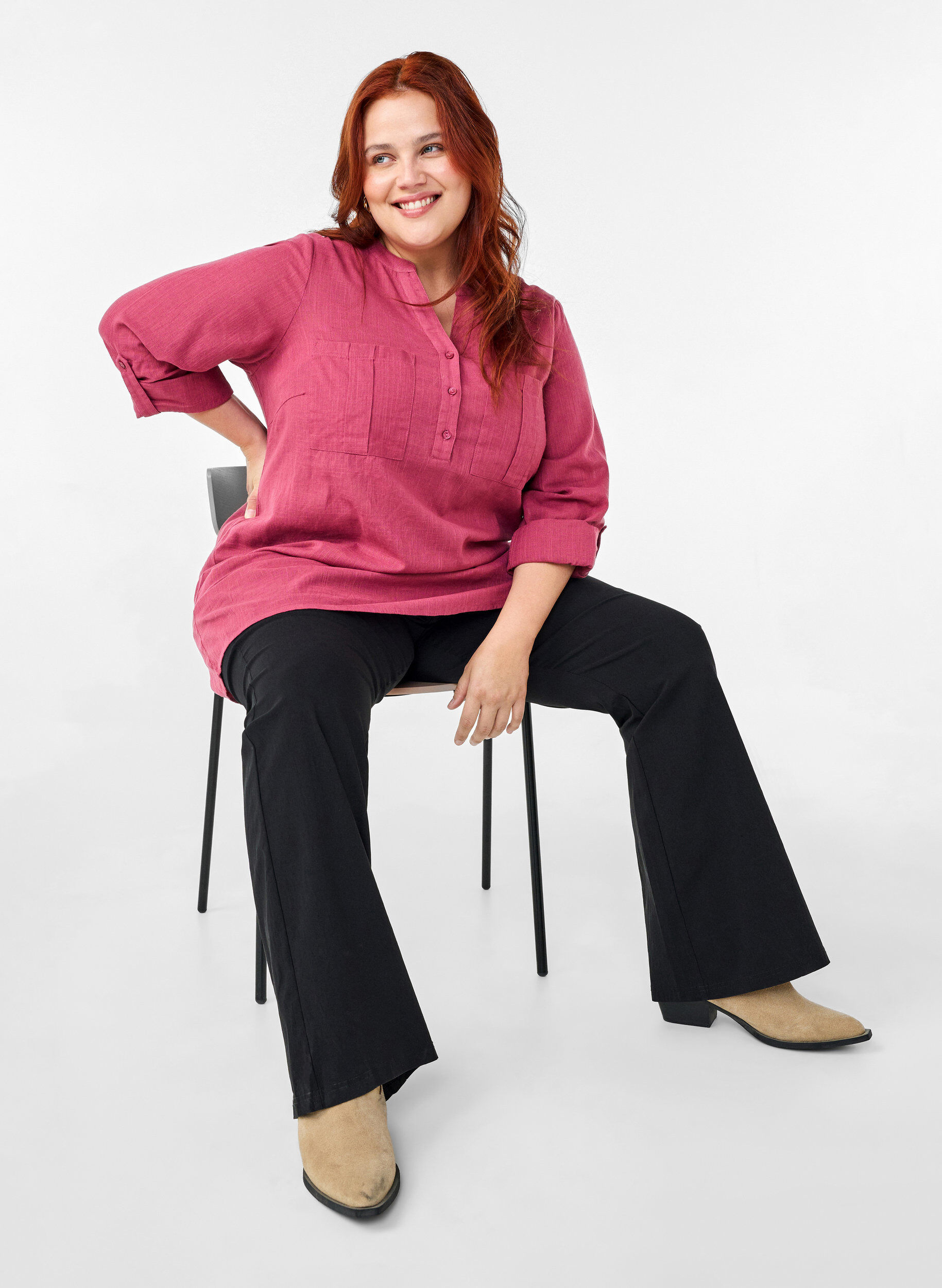 ZizziKatoenen tuniek met 3/4 mouwen, Malaga, Image image number 0