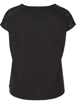 T-shirt met korte mouwen en pailletten, Black, Packshot image number 1