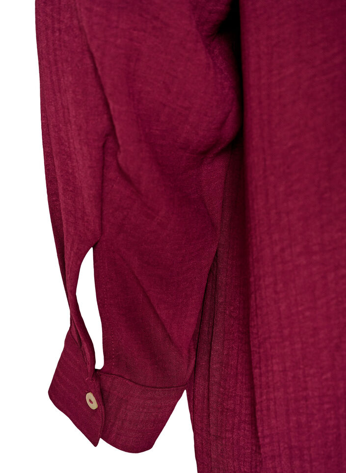 Chemise longue avec une texture l&eacute;g&egrave;re, Rouge, Packshot image number 3