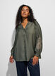 Chemise en viscose avec manches brod&eacute;es, Vert, Model image number 0