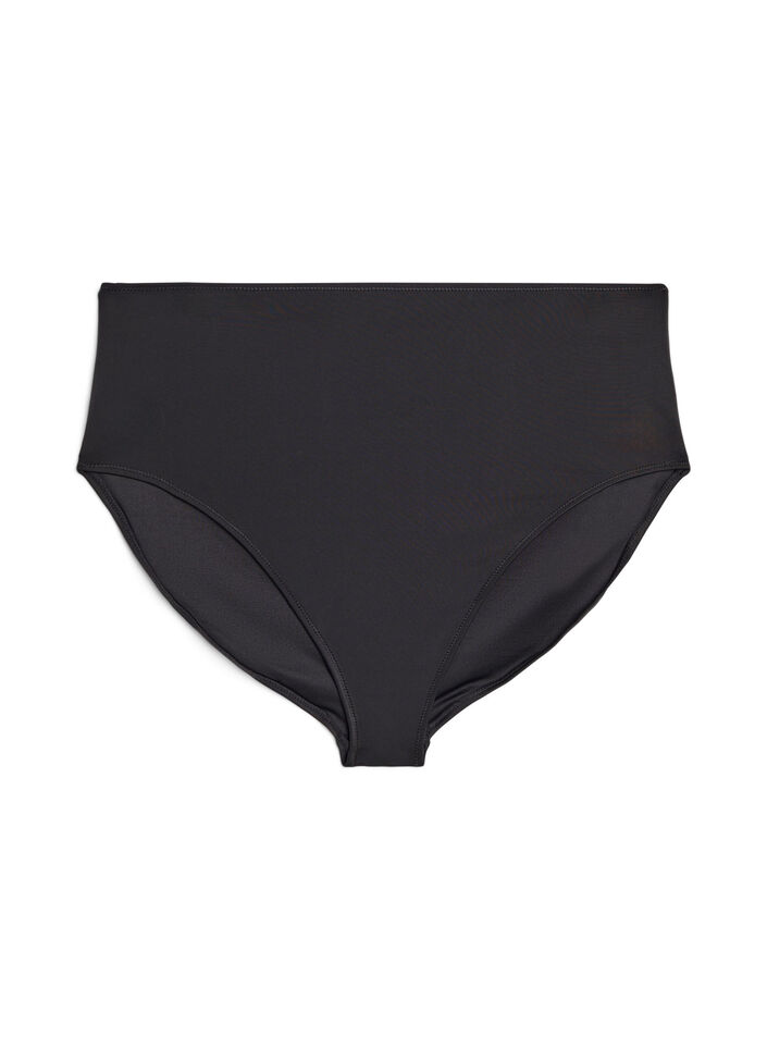 Bas de bikini taille haute uni, Noir, Packshot image number 0