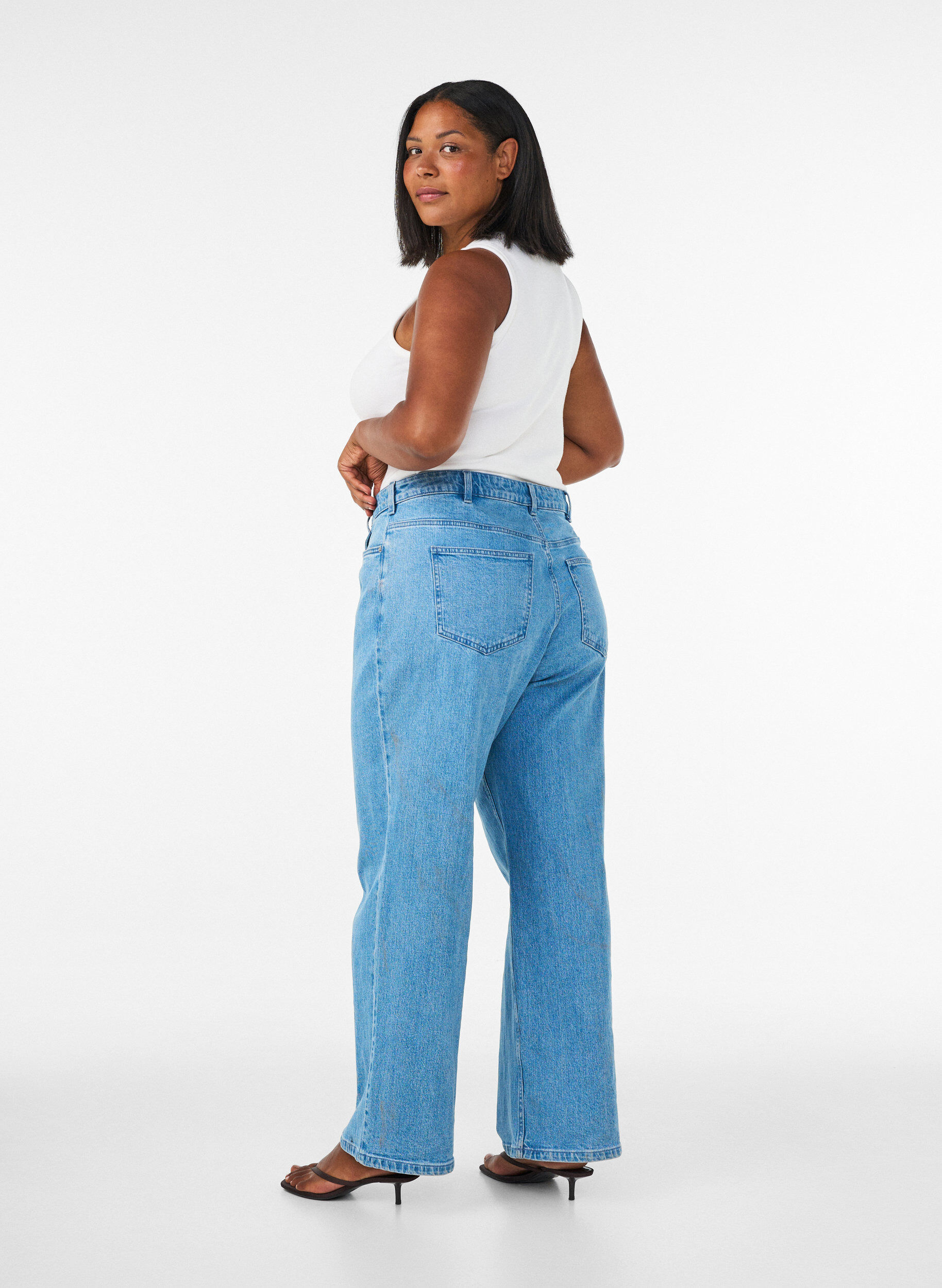 ZizziWide-leg jeans met hoge taille, Blauw, Model image number 1