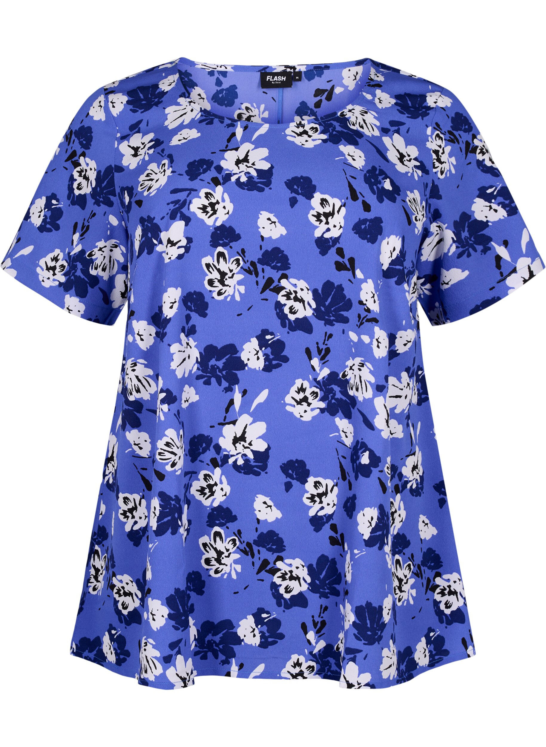 ZizziFLASH - Blouse met korte mouwen en print, Amparo Blue Flower, Packshot image number 0