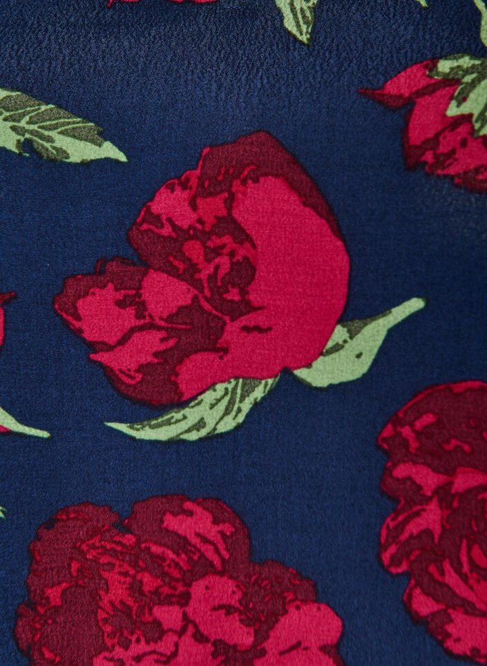 Blouse en viscose avec imprim&eacute; floral et coupe ballon, Bleu, Packshot image number 2